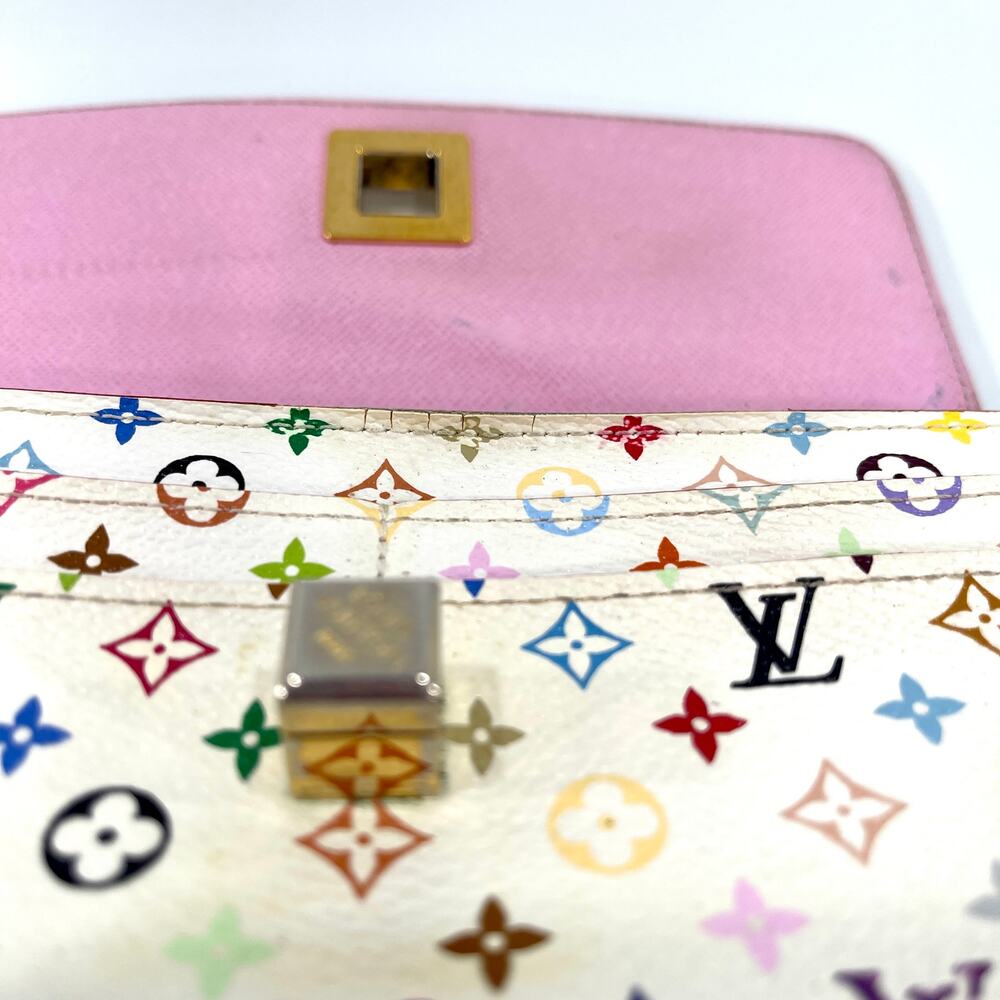 Louis Vuitton RARE Murakami Multicolor Bow Turn Lock Sarah Wallet White Pink Y2K - Picture 9 of 16
